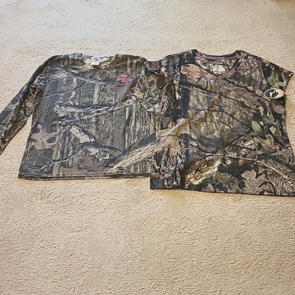 2 women's camo shirts